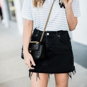 High Waisted Distressed Black Denim Skirt Size 27